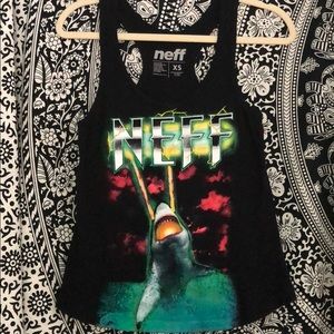 NEFF SHARK GRAPHIC BLACK RACERBACK TANK TOP